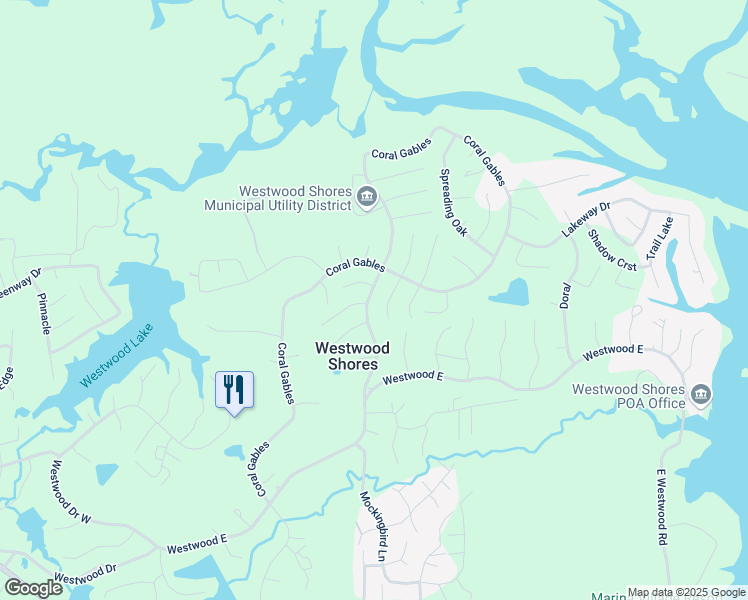 map of restaurants, bars, coffee shops, grocery stores, and more near 38 Cottonwood Road in Trinity