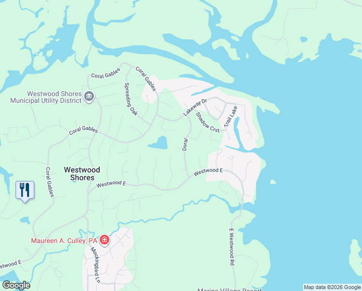 map of restaurants, bars, coffee shops, grocery stores, and more near 27 Doral in Trinity