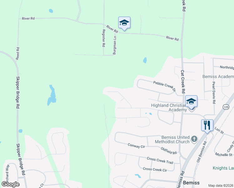 map of restaurants, bars, coffee shops, grocery stores, and more near 4119 Clay Drive in Valdosta