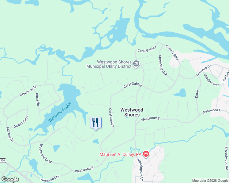 map of restaurants, bars, coffee shops, grocery stores, and more near 151 Coral Gables in Trinity