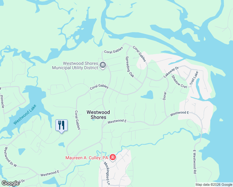 map of restaurants, bars, coffee shops, grocery stores, and more near 190 Coral Gables in Trinity