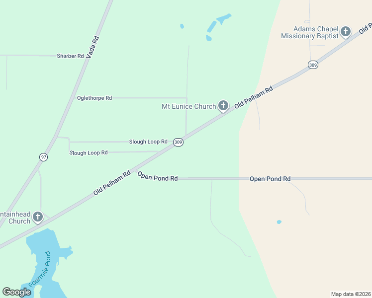 map of restaurants, bars, coffee shops, grocery stores, and more near 179 Old Pelham Road in Bainbridge