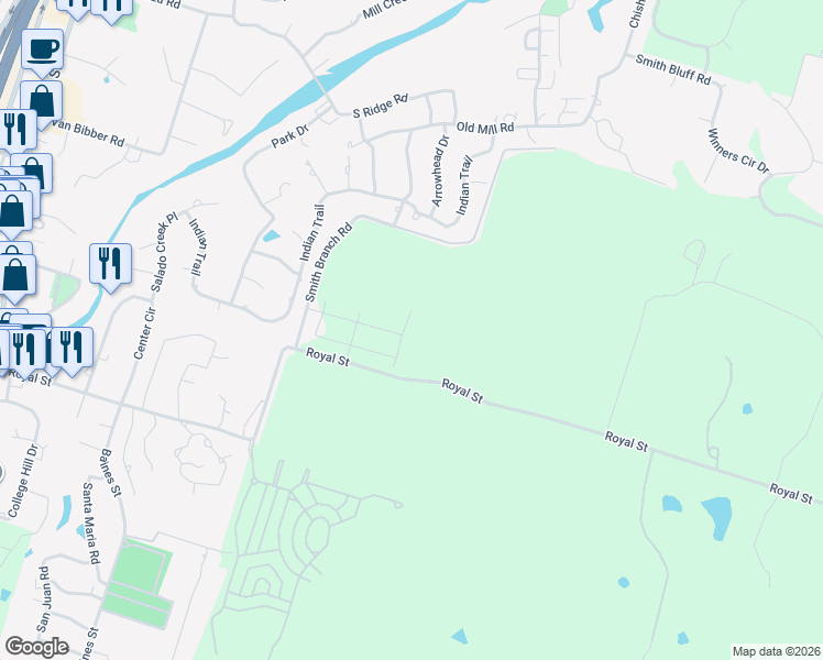 map of restaurants, bars, coffee shops, grocery stores, and more near 1207 Haley Lane in Salado