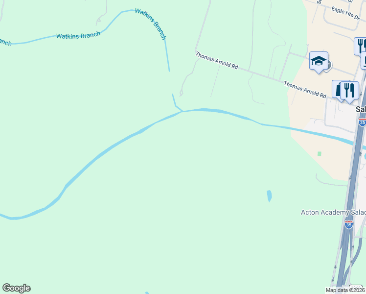 map of restaurants, bars, coffee shops, grocery stores, and more near Oak Haven Road in Salado