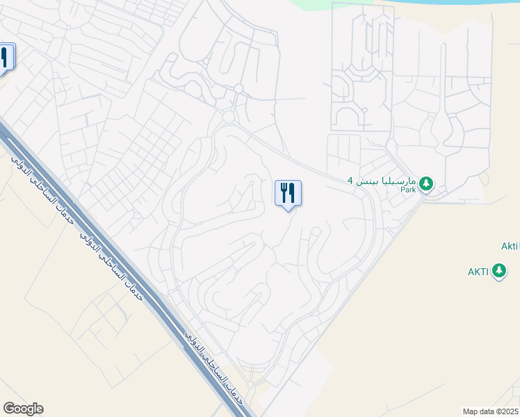 map of restaurants, bars, coffee shops, grocery stores, and more near الكيلو ١٢٤ Alexandria - Marsa Matrouh Road in El Alamein