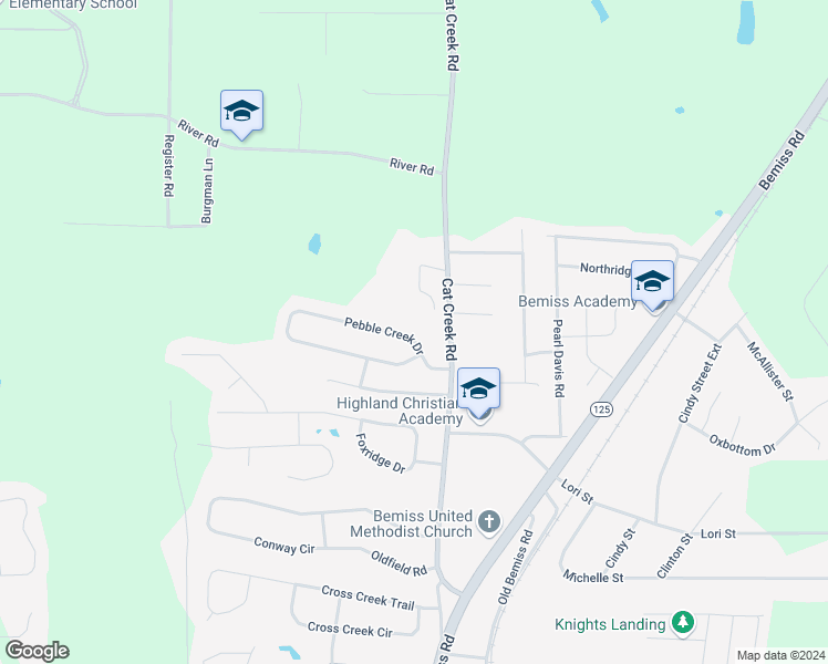map of restaurants, bars, coffee shops, grocery stores, and more near 4110 Pebble Creek Drive in Valdosta