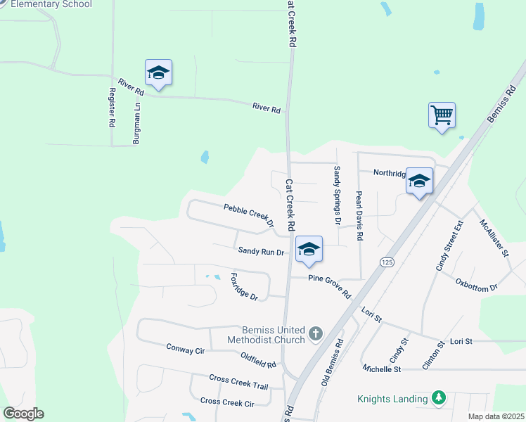 map of restaurants, bars, coffee shops, grocery stores, and more near 4112 Pebble Creek Drive in Valdosta
