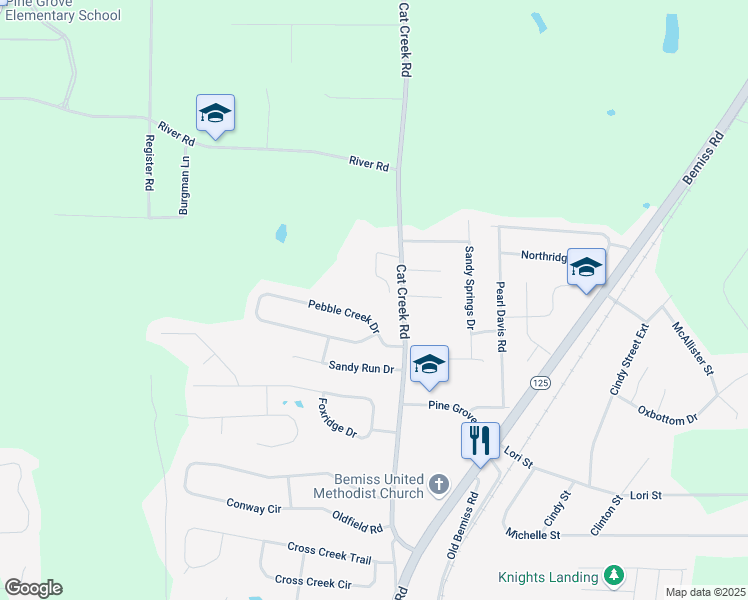 map of restaurants, bars, coffee shops, grocery stores, and more near 4112 Pebble Creek Drive in Valdosta