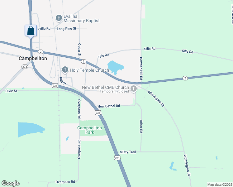 map of restaurants, bars, coffee shops, grocery stores, and more near 2457 Osceola Avenue in Campbellton