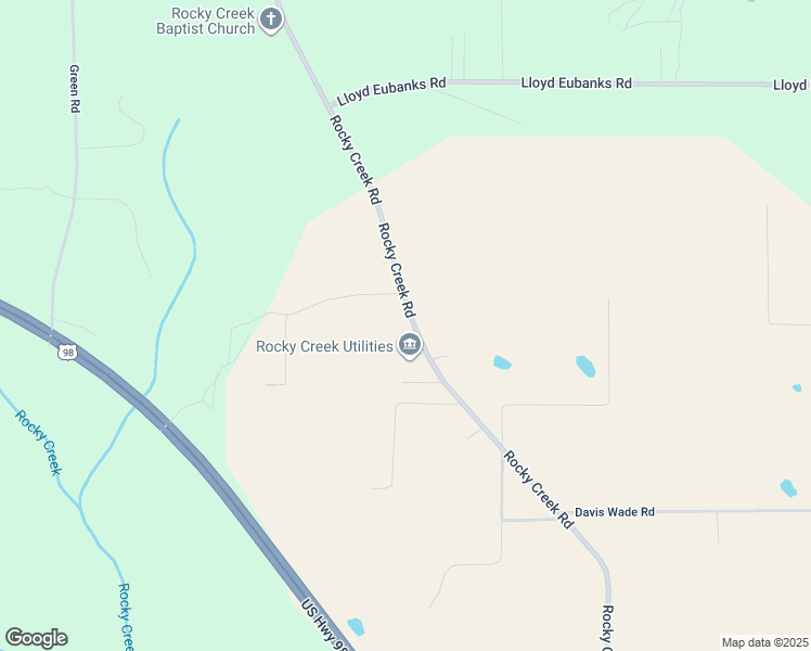 map of restaurants, bars, coffee shops, grocery stores, and more near 1213 Rocky Creek Road in Lucedale