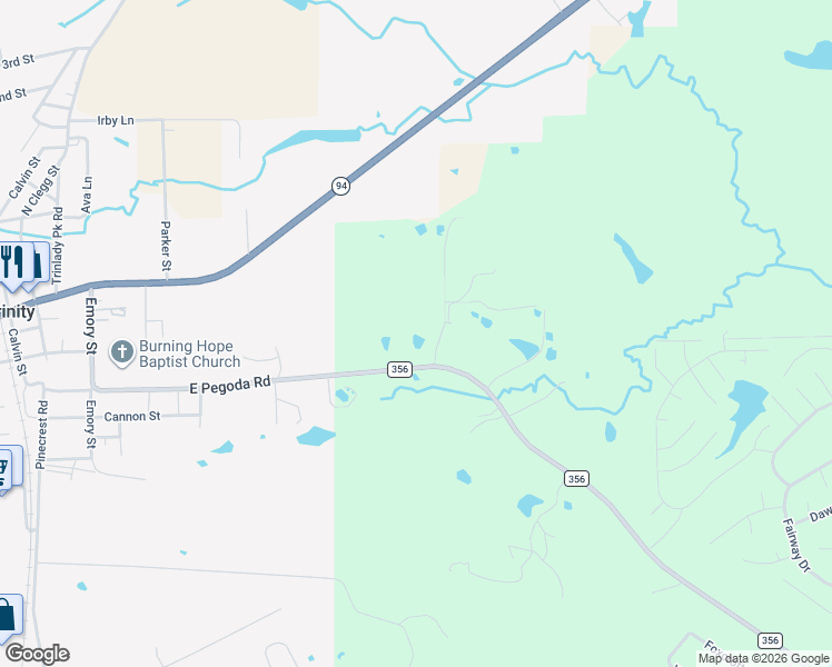 map of restaurants, bars, coffee shops, grocery stores, and more near 189 Denman Lane in Trinity