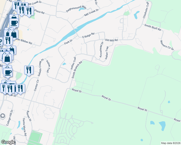 map of restaurants, bars, coffee shops, grocery stores, and more near in Salado