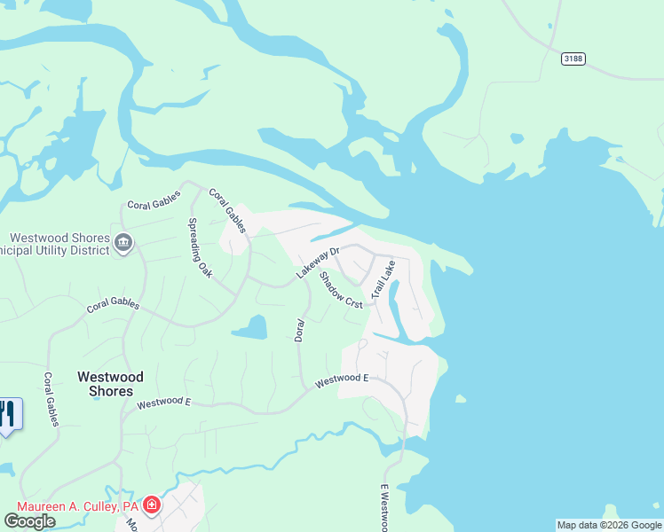 map of restaurants, bars, coffee shops, grocery stores, and more near 60 Lakeway Drive in Trinity