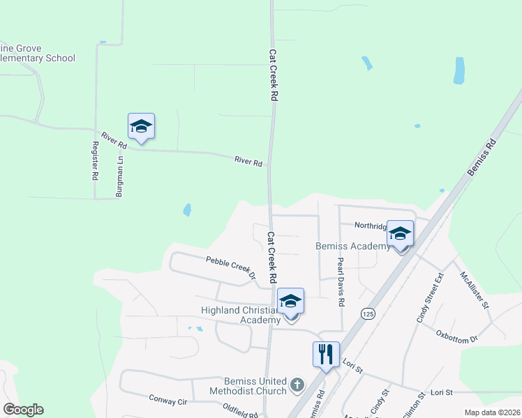 map of restaurants, bars, coffee shops, grocery stores, and more near 4141 Cat Creek Road in Valdosta