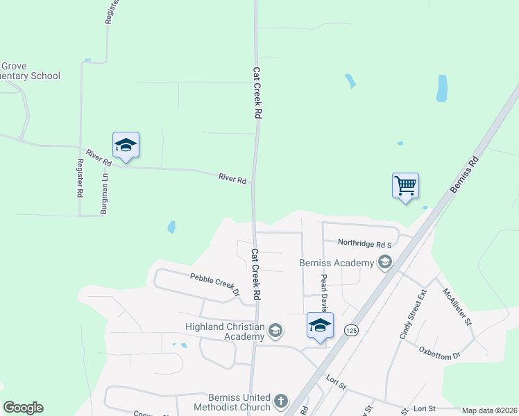 map of restaurants, bars, coffee shops, grocery stores, and more near 4141 Cat Creek Road in Valdosta