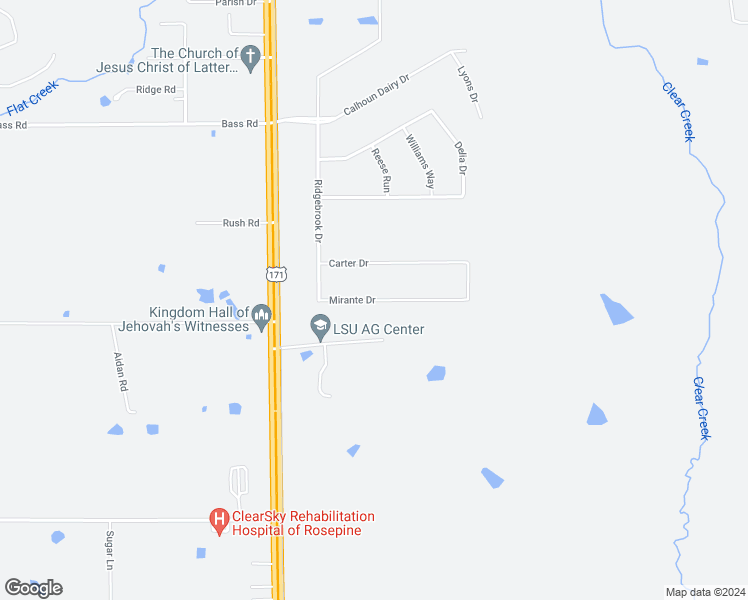 map of restaurants, bars, coffee shops, grocery stores, and more near 113 Mirante Drive in Leesville