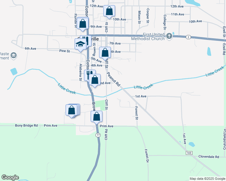 map of restaurants, bars, coffee shops, grocery stores, and more near 5258 Pleasant Street in Graceville