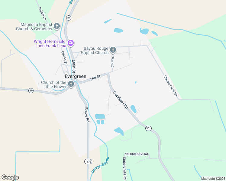 map of restaurants, bars, coffee shops, grocery stores, and more near 222-333 Goudeau Road in Evergreen