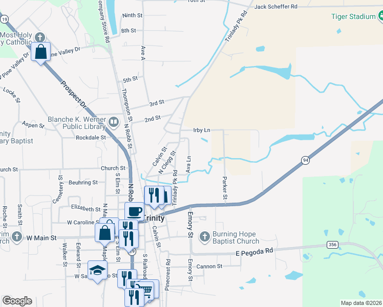 map of restaurants, bars, coffee shops, grocery stores, and more near 111 Foreman Street in Trinity