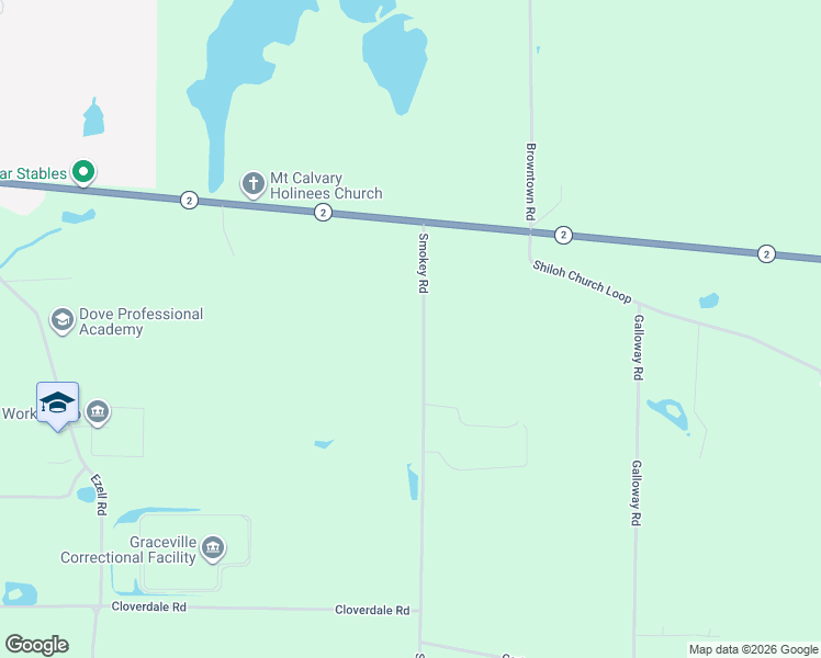 map of restaurants, bars, coffee shops, grocery stores, and more near 5277 Smokey Road in Graceville