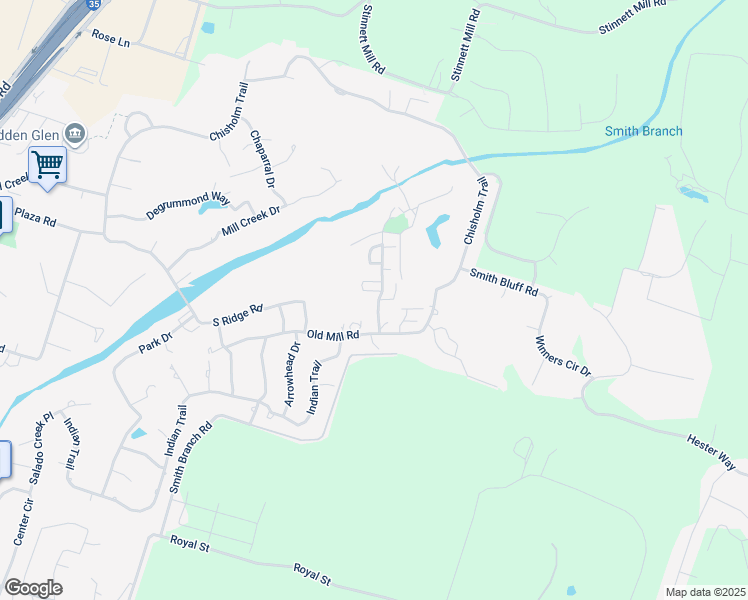 map of restaurants, bars, coffee shops, grocery stores, and more near 1710 Old Mill Road in Salado