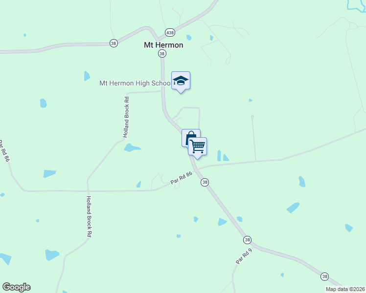 map of restaurants, bars, coffee shops, grocery stores, and more near 36308 Louisiana 38 in Mount Hermon