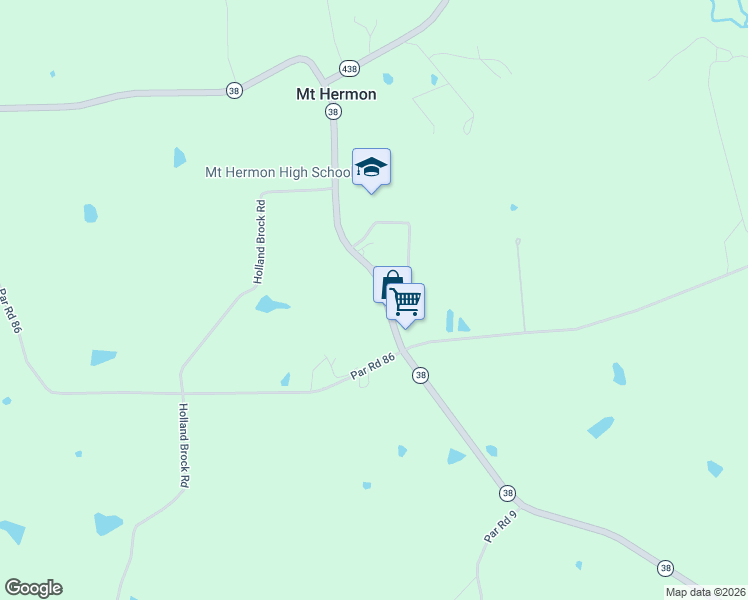 map of restaurants, bars, coffee shops, grocery stores, and more near 36308 Louisiana 38 in Mount Hermon