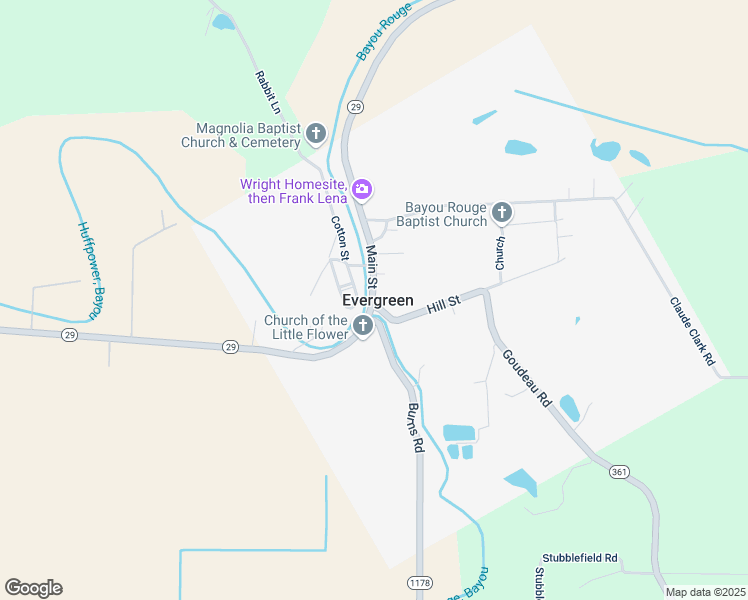 map of restaurants, bars, coffee shops, grocery stores, and more near Louisiana 29 in Evergreen
