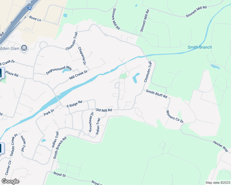 map of restaurants, bars, coffee shops, grocery stores, and more near 1710 Old Mill Road in Salado