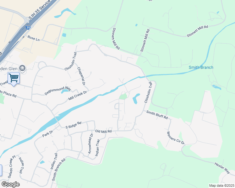 map of restaurants, bars, coffee shops, grocery stores, and more near 1400 Old Mill Road in Salado