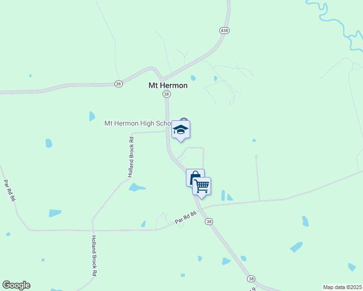 map of restaurants, bars, coffee shops, grocery stores, and more near 36119 Louisiana 38 in Mount Hermon
