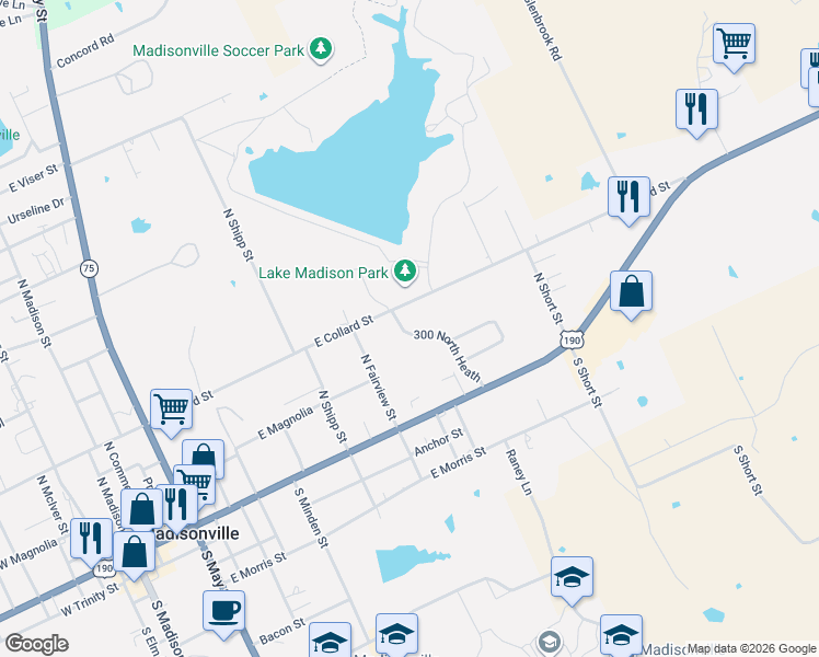 map of restaurants, bars, coffee shops, grocery stores, and more near 306 Heath Avenue in Madisonville