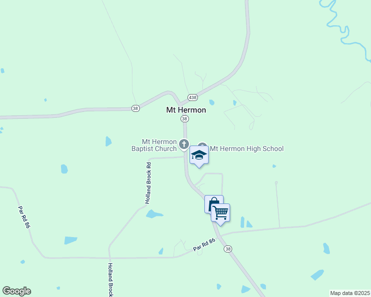 map of restaurants, bars, coffee shops, grocery stores, and more near 36119 Louisiana 38 in Mount Hermon