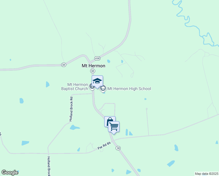 map of restaurants, bars, coffee shops, grocery stores, and more near 36119 Louisiana 38 in Mount Hermon