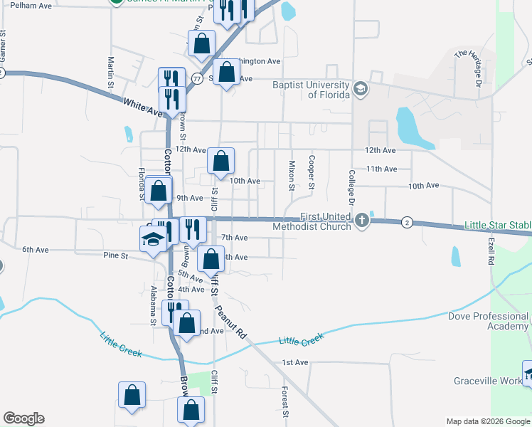 map of restaurants, bars, coffee shops, grocery stores, and more near 1043 8th Avenue in Graceville