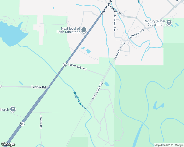 map of restaurants, bars, coffee shops, grocery stores, and more near 279 Salters Lake Road in Century