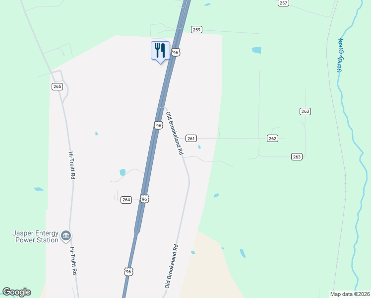 map of restaurants, bars, coffee shops, grocery stores, and more near 2721 County Road 261 in Jasper