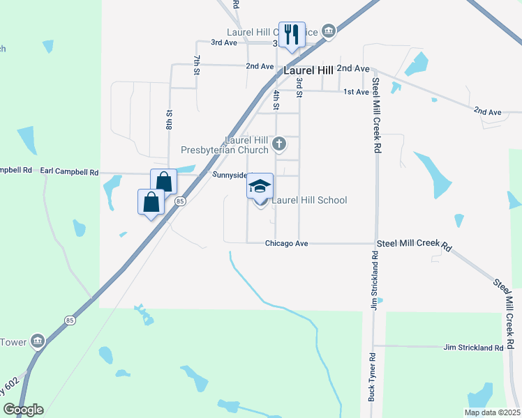 map of restaurants, bars, coffee shops, grocery stores, and more near 8078 4th Street in Laurel Hill