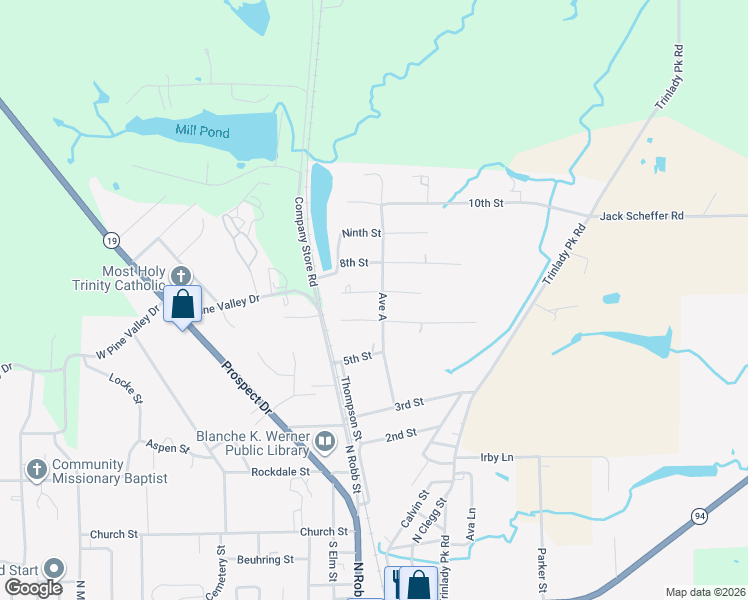 map of restaurants, bars, coffee shops, grocery stores, and more near 215 North 7th Street in Trinity