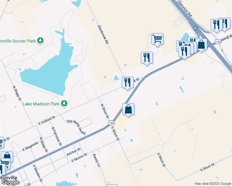 map of restaurants, bars, coffee shops, grocery stores, and more near 1512B East Collard Street in Madisonville