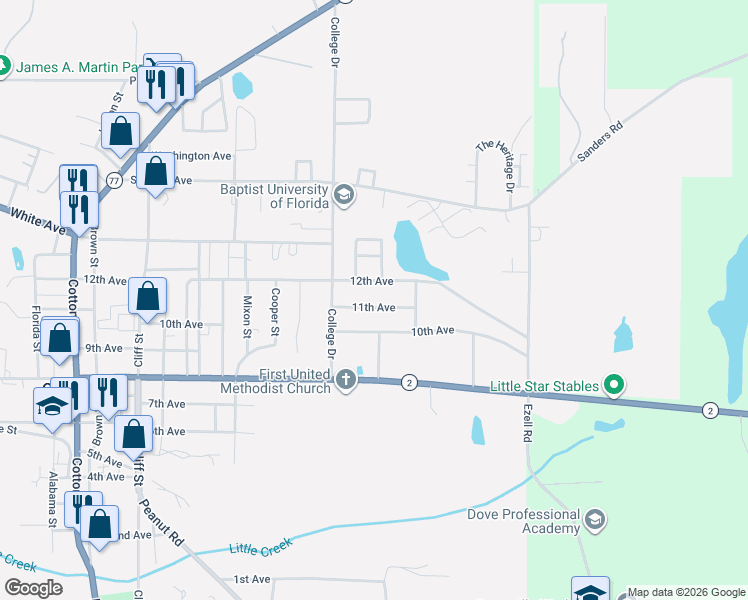 map of restaurants, bars, coffee shops, grocery stores, and more near 1118 11th Avenue in Graceville