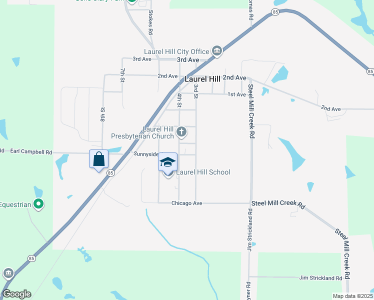 map of restaurants, bars, coffee shops, grocery stores, and more near 8097 4th Street in Laurel Hill