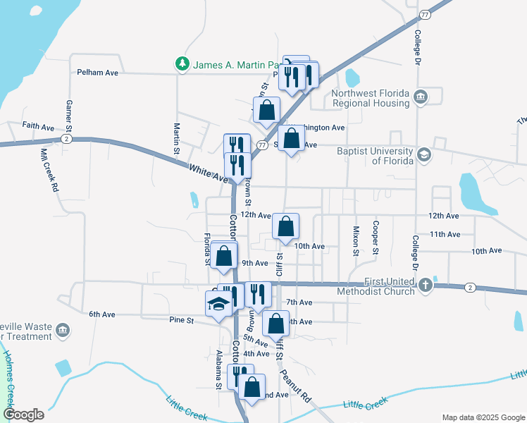map of restaurants, bars, coffee shops, grocery stores, and more near 988 12th Avenue in Graceville