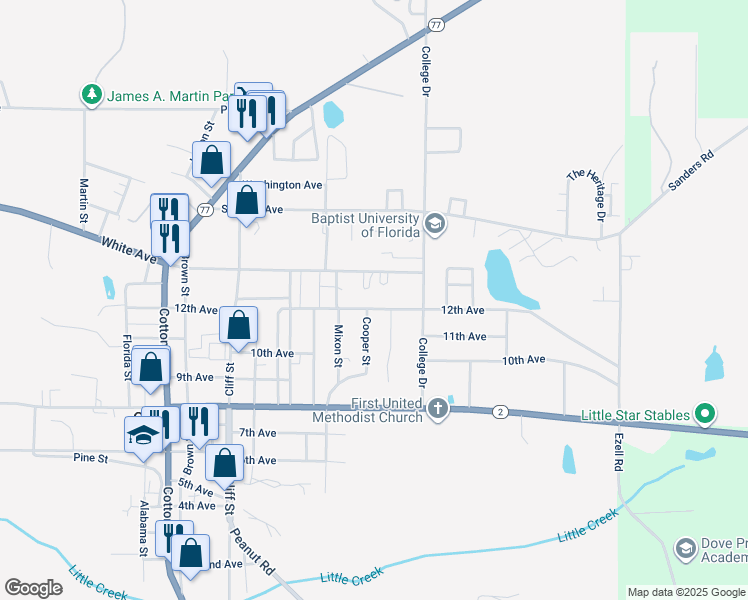map of restaurants, bars, coffee shops, grocery stores, and more near 1072 12th Avenue in Graceville