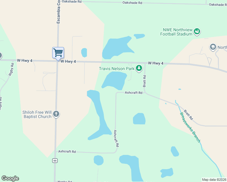 map of restaurants, bars, coffee shops, grocery stores, and more near 3600 Ashcraft Road in Century