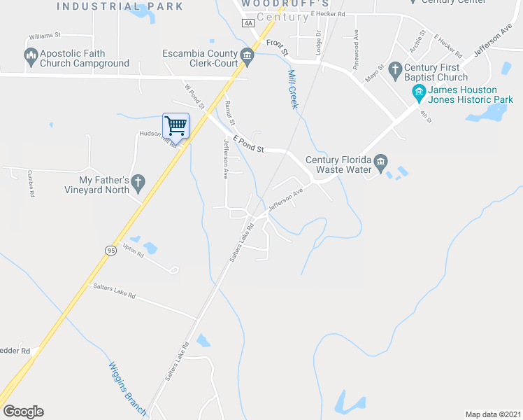 map of restaurants, bars, coffee shops, grocery stores, and more near 7011 Jefferson Avenue in Century