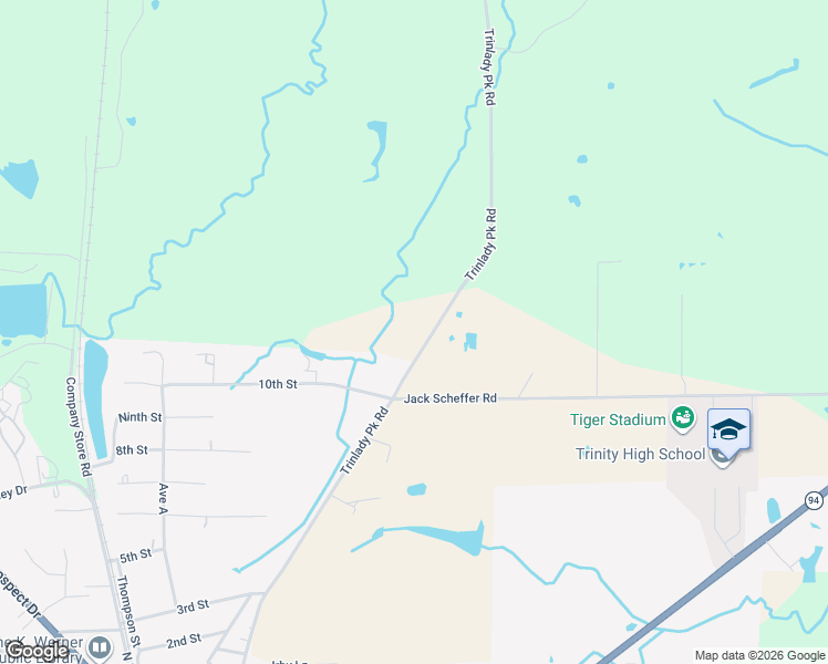 map of restaurants, bars, coffee shops, grocery stores, and more near Trinity Lady Park Road in Trinity