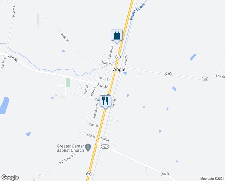 map of restaurants, bars, coffee shops, grocery stores, and more near 30245 Railroad Street in Angie