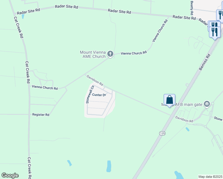 map of restaurants, bars, coffee shops, grocery stores, and more near 4960 Davidson Road in Valdosta