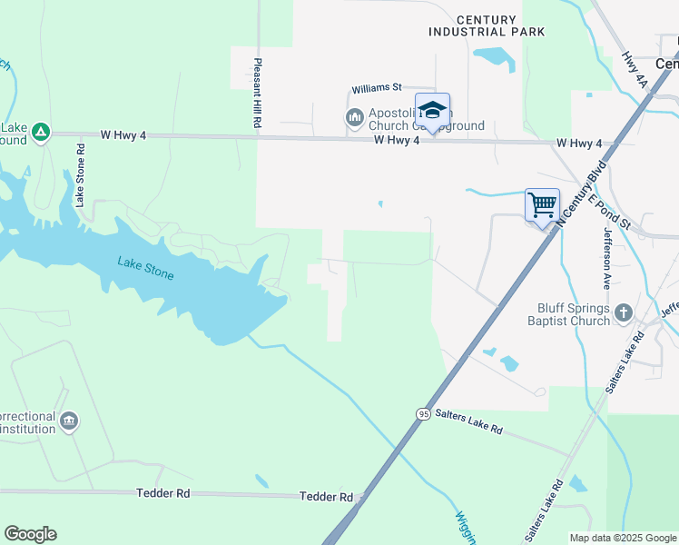 map of restaurants, bars, coffee shops, grocery stores, and more near 6593 Cumbie Road in Century